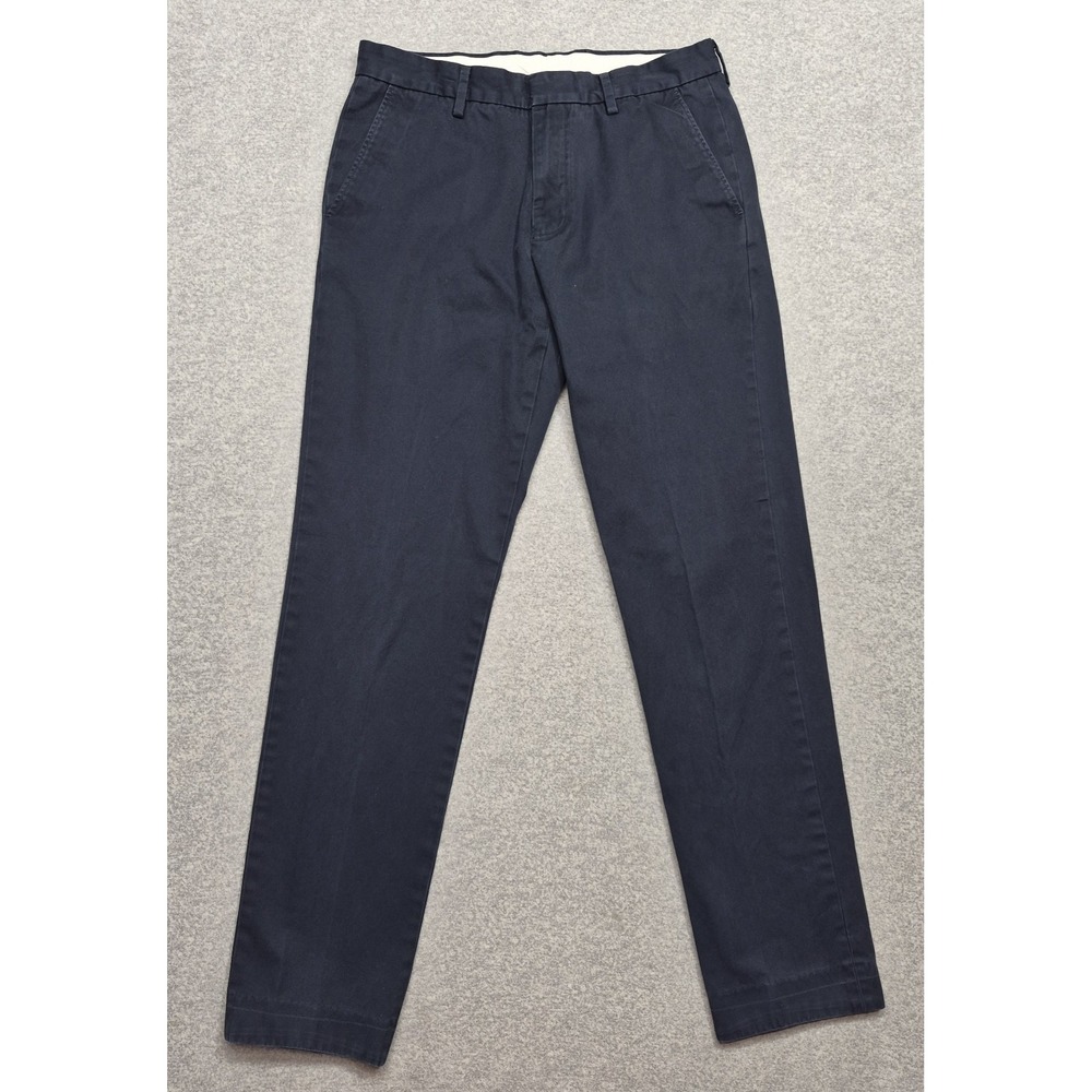 J. Crew Bowery Slim Pants Mens 30x32 Navy Blue Cotton Chambray Dress Chinos Work